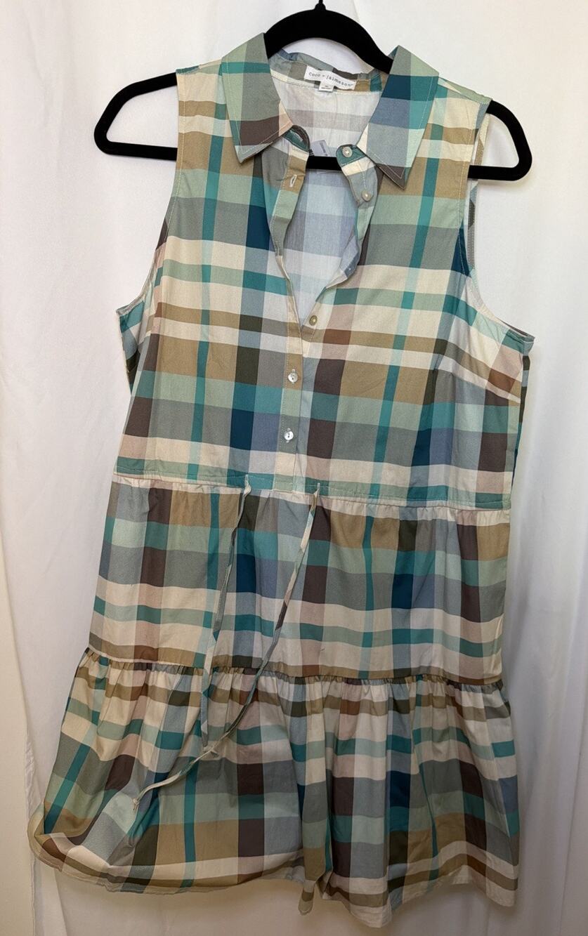 Coco + Jaimeson Collared plaid mini dress with tie NEW! Size XL